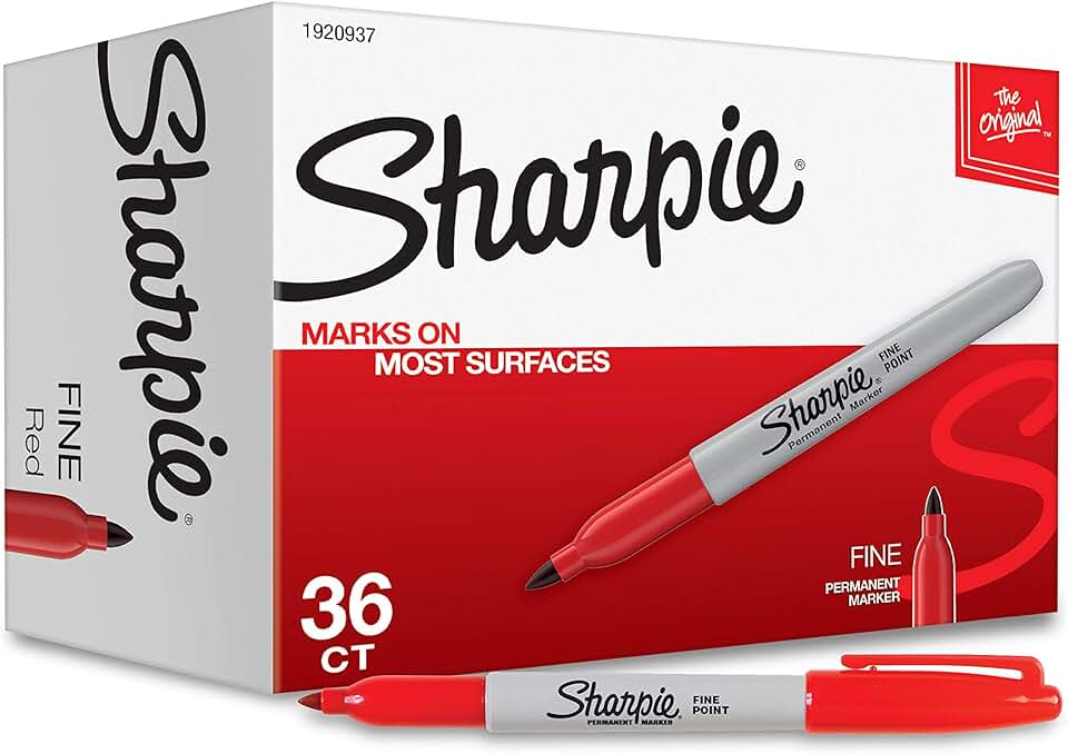 Red Fine Tip Permanent Markers, 36 Pack