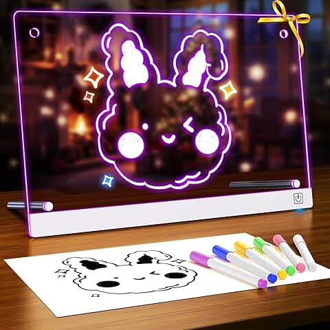 Kids LED Drawing Board, 14x10 inches, 3 modes, 7 colors