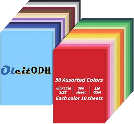 300 Sheets Colored Construction Paper for Crafts and School
