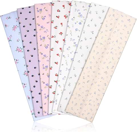 Soft Cotton Stretchy Headbands for Women, 7 Pack