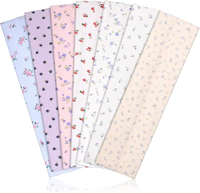 Soft Cotton Stretchy Headbands for Women, 7 Pack