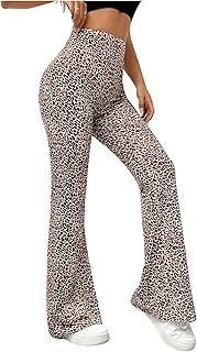 Women's Leopard Print High-Waisted Bell Bottom Pants