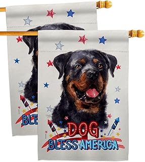 Patriotic Rottweiler House Flag Set for Garden