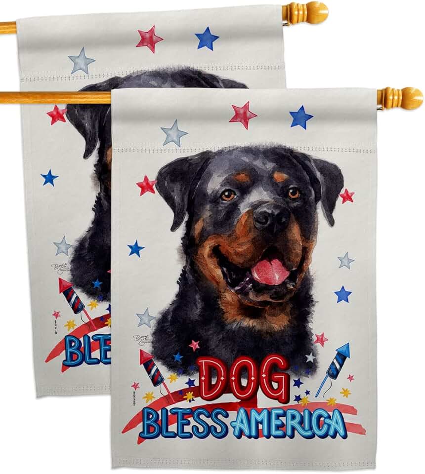 Patriotic Rottweiler House Flag Set for Garden