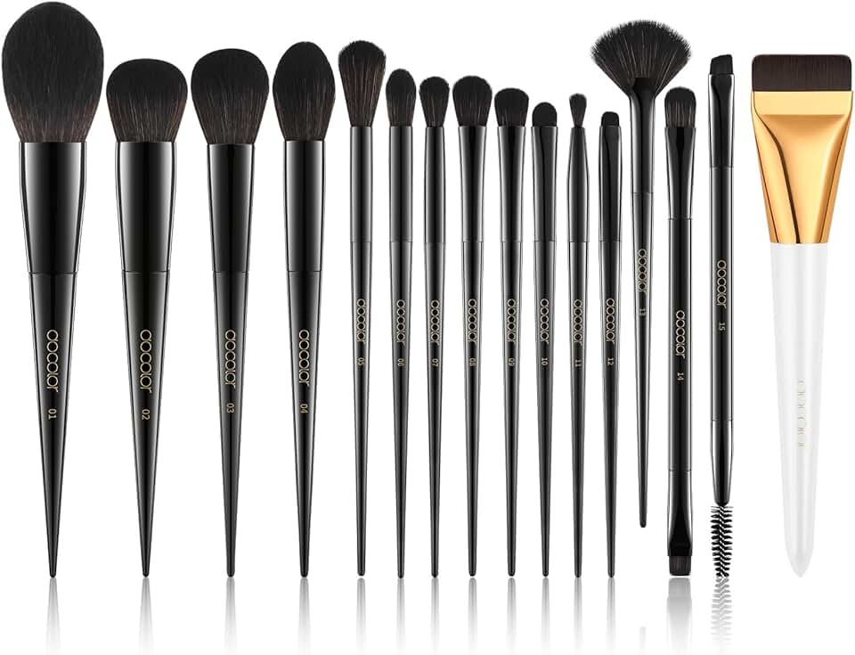 15-Piece Obsidian Makeup Brush Set for Face and Body