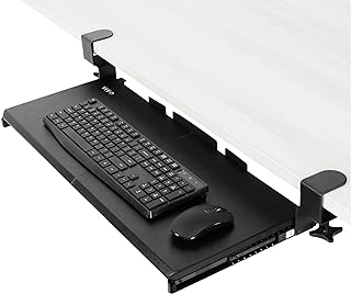 Large Under Desk Keyboard Tray with Clamp Mount