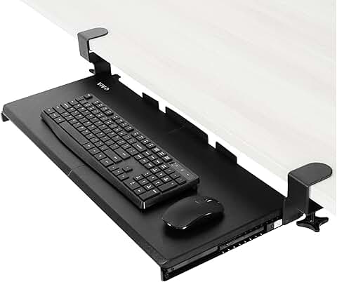 Large Under Desk Keyboard Tray with Clamp Mount