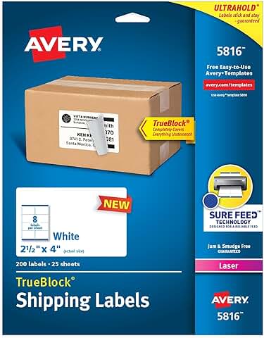 Blank White Shipping Labels, 2.5" x 4", 200 Sheets