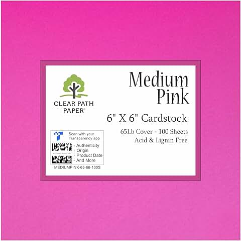 Pink 6x6 inch cardstock, 65 lb, 100 sheets