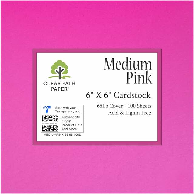 Pink 6x6 inch cardstock, 65 lb, 100 sheets