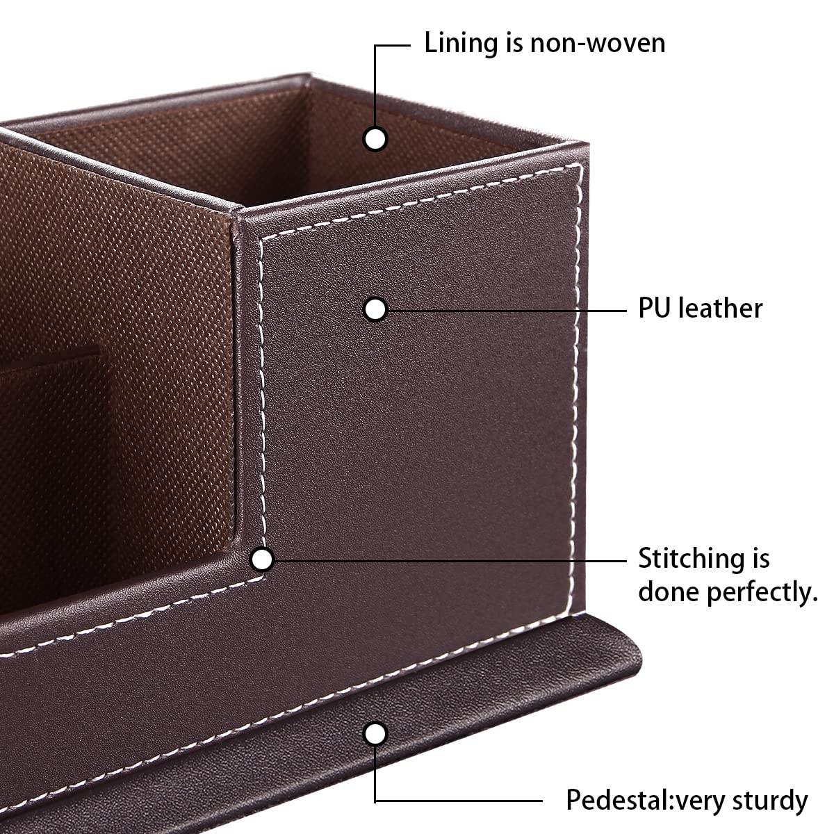 PU Leather Desk Pen and Stationery Organizer