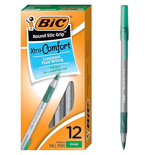 Green medium ballpoint pens, 12-pack
