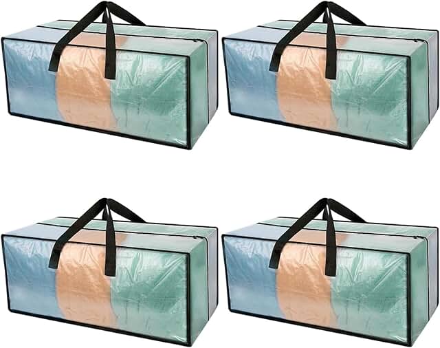 Set of four large clear moving and storage bags