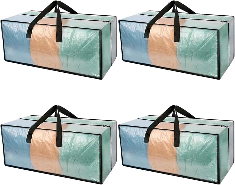 Set of four large clear moving and storage bags