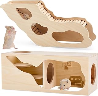 2 Pcs Small Animal Hideout and Tunnel Set