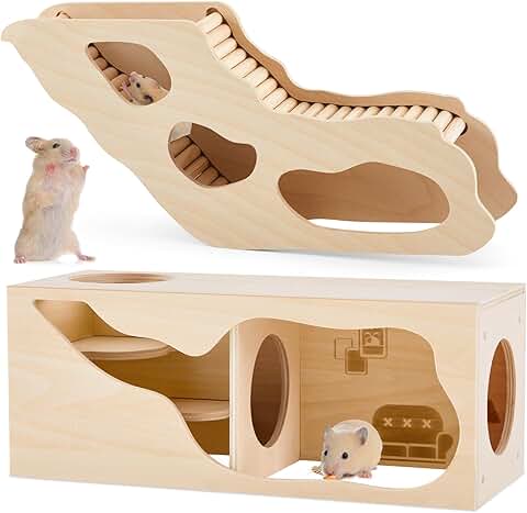 2 Pcs Small Animal Hideout and Tunnel Set