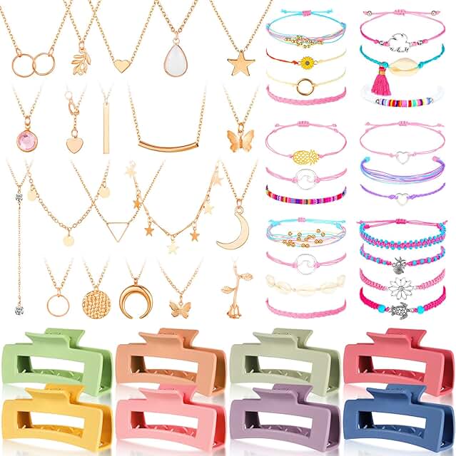 49 Pcs Wave String Friendship Bracelets and Hair Accessories