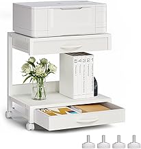 Two-Tier Desktop Printer Stand with Fabric Drawers