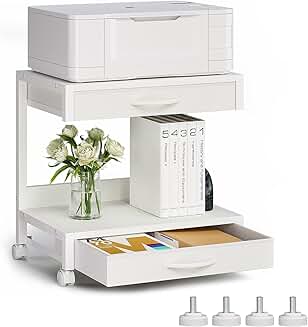 Two-Tier Desktop Printer Stand with Fabric Drawers