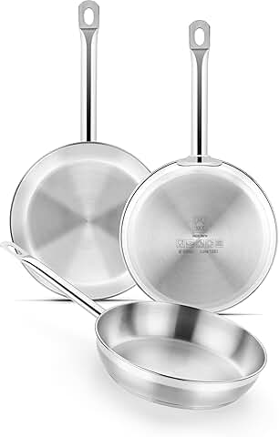 Professional 3-Piece Stainless Steel Frying Pan Set