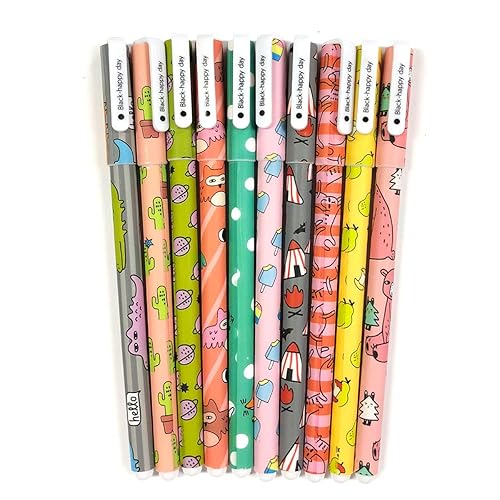 Set of 10 Cute Gel Ink Pens with Fine Point