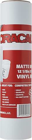 Matte White Vinyl Roll, 12.125" x 10ft, Permanent