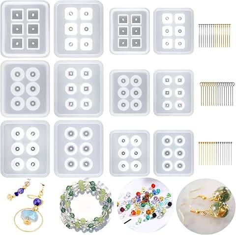 12-Piece Resin Bead Molds for Jewelry Making