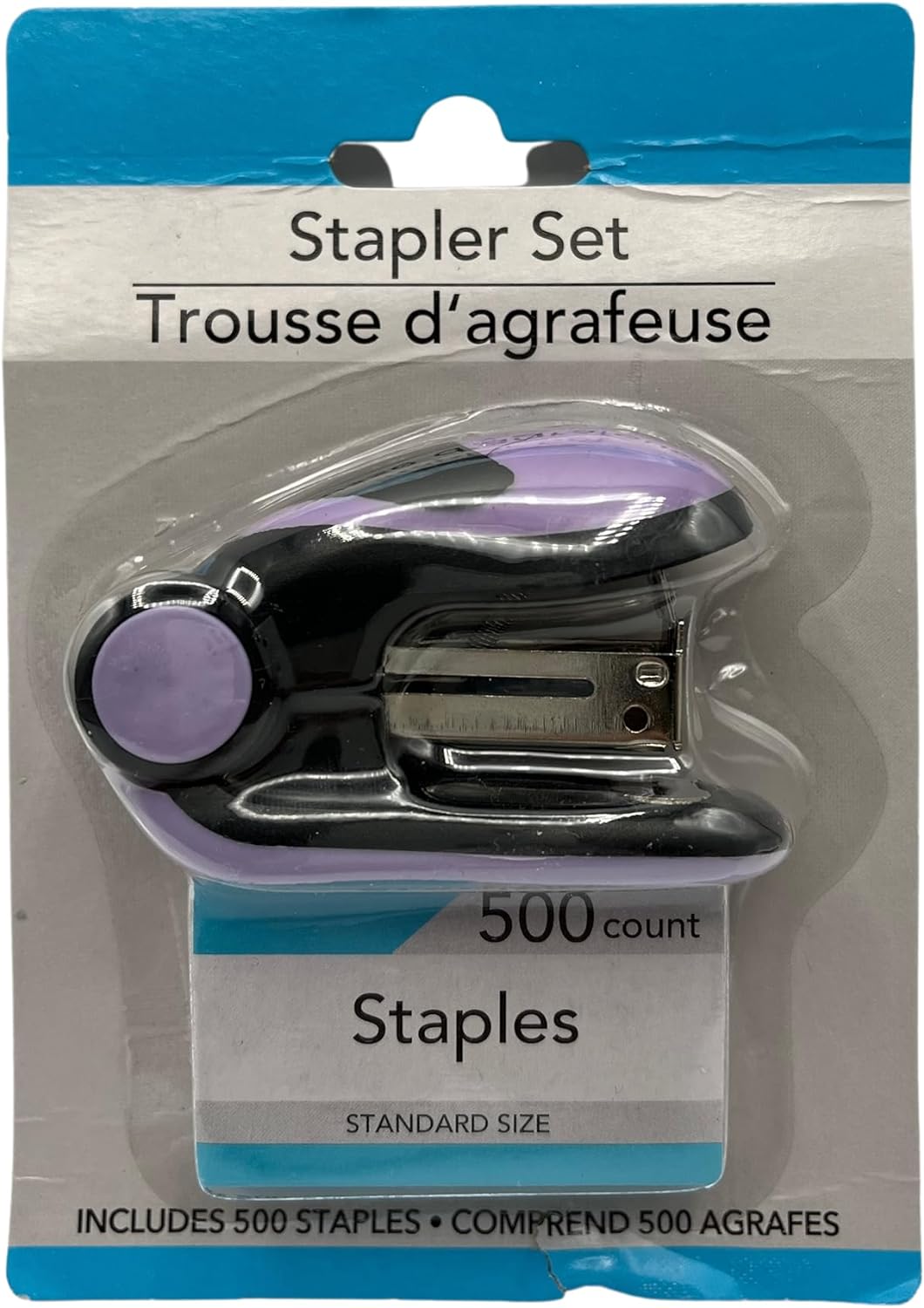 MODAIO-Colorful Mini Staplers, 2.75 x 1.75 x 1.25 in - 2/pcs - Comes with 500 Count Pack of Staples (Lilac)