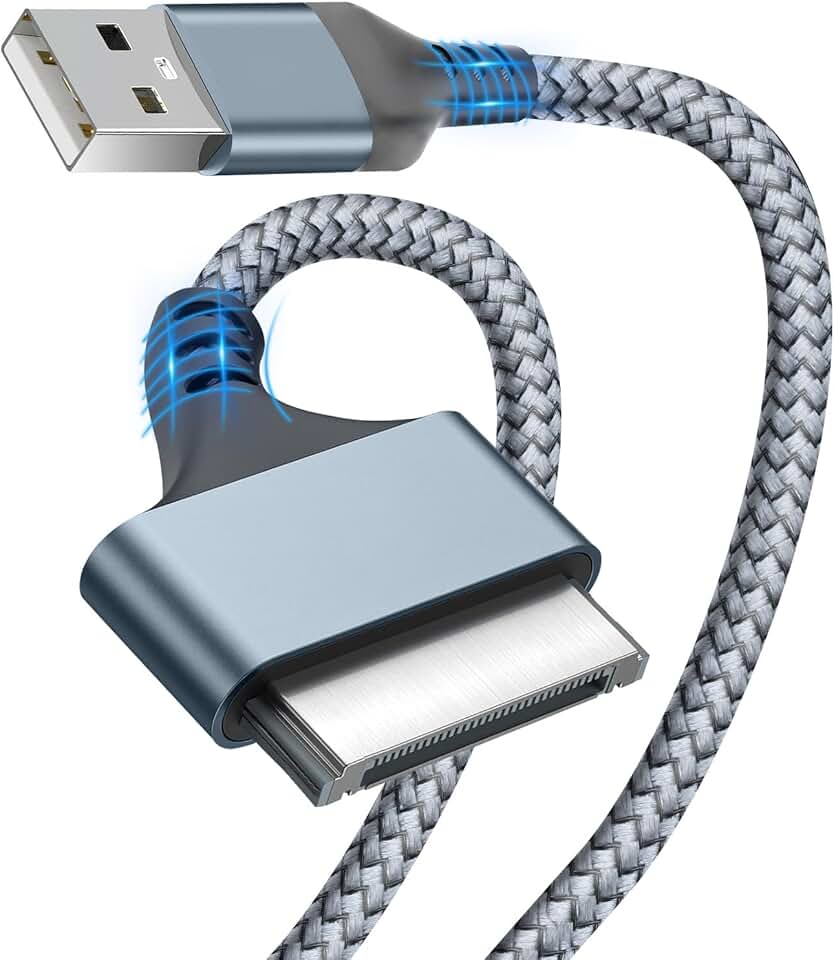 USB to 30 Pin Nylon Braided Charging Cable, 3 Feet