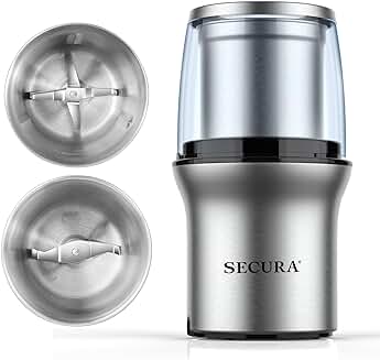 Electric Coffee and Spice Grinder with Removable Bowls
