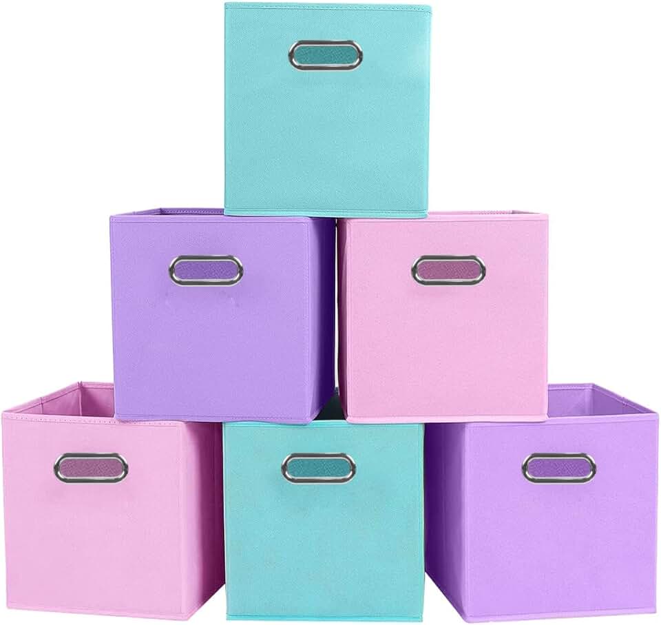 Foldable Fabric Storage Bins, 6 Pack, 11x10.5x10.5 Inches