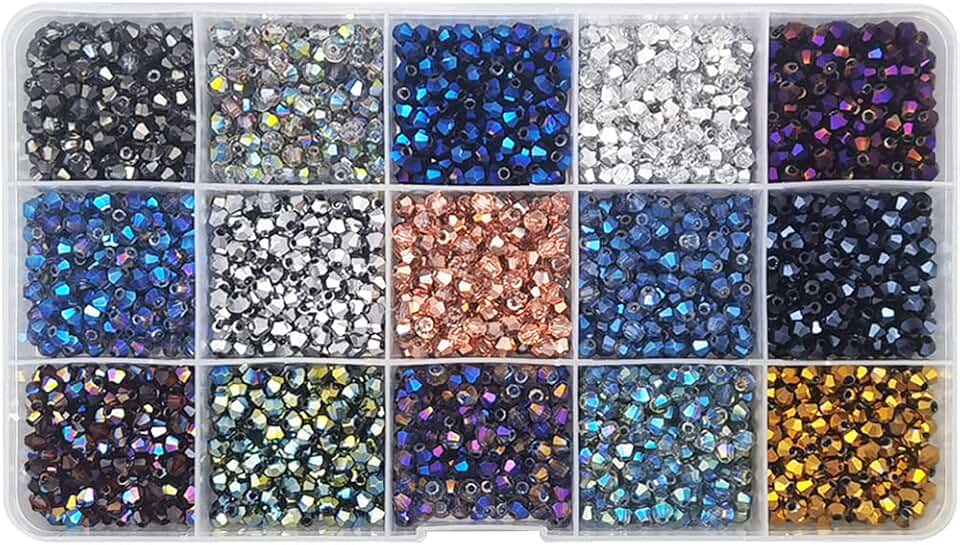 Approx 2400pcs 4mm Multicolor Faceted Glass Beads