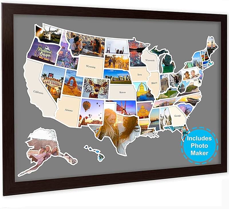 50 States Travel Map Wall Decor, 24x36 in