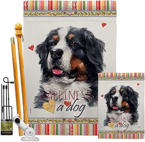 Bernese Cattle Garden Flag with Dog and Animal Design