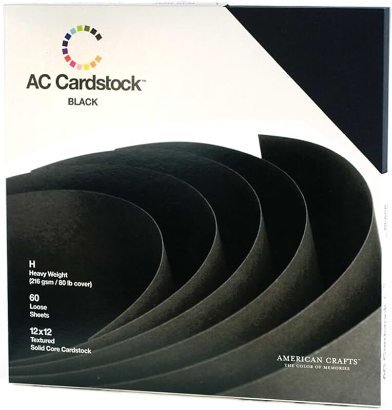 Black 12x12 Textured Cardstock Pack with 60 Sheets