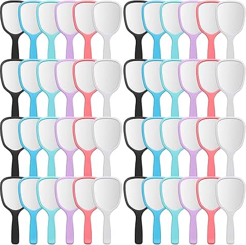 Set of 50 small handheld mirrors with handles for travel and daily use