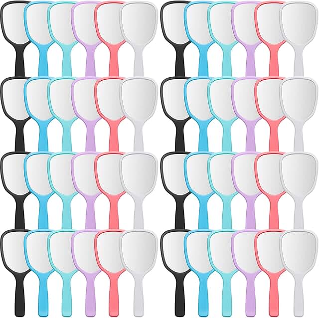 Set of 50 small handheld mirrors with handles for travel and daily use