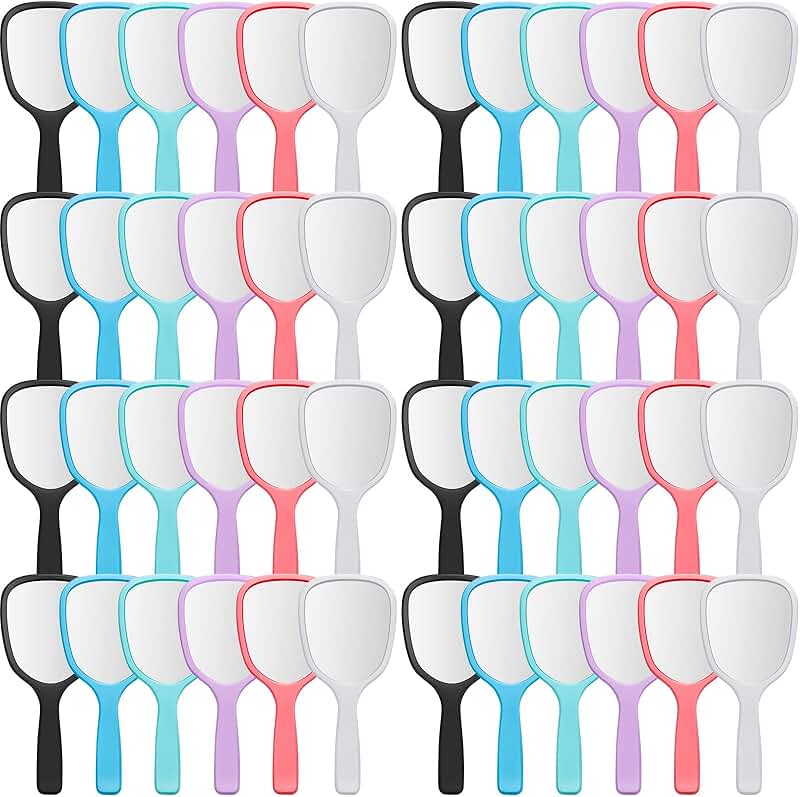 Set of 50 small handheld mirrors with handles for travel and daily use