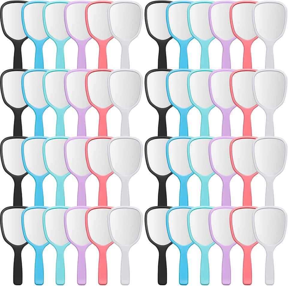 Set of 50 small handheld mirrors with handles for travel and daily use
