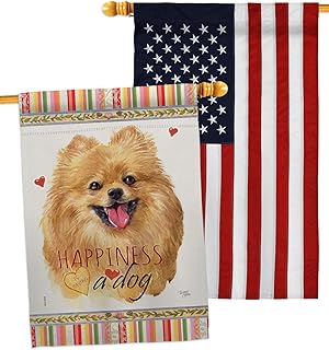 Pomeranian Dog House Flag Pack for Garden or Yard