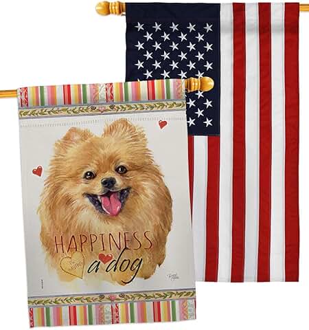 Pomeranian Dog House Flag Pack for Garden or Yard