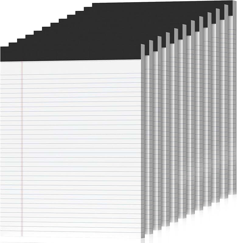 12 Pack 8.5 x 11 College Ruled Notepads, 50 Sheets Each