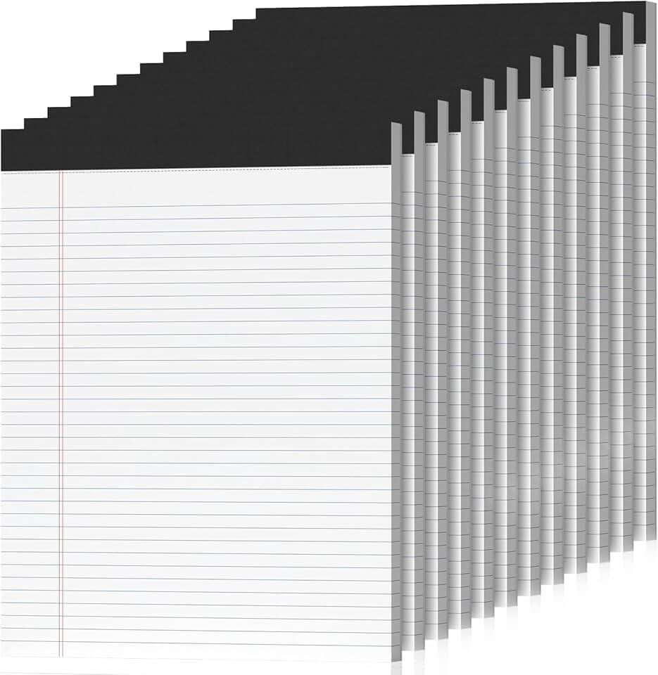 12 Pack 8.5 x 11 College Ruled Notepads, 50 Sheets Each