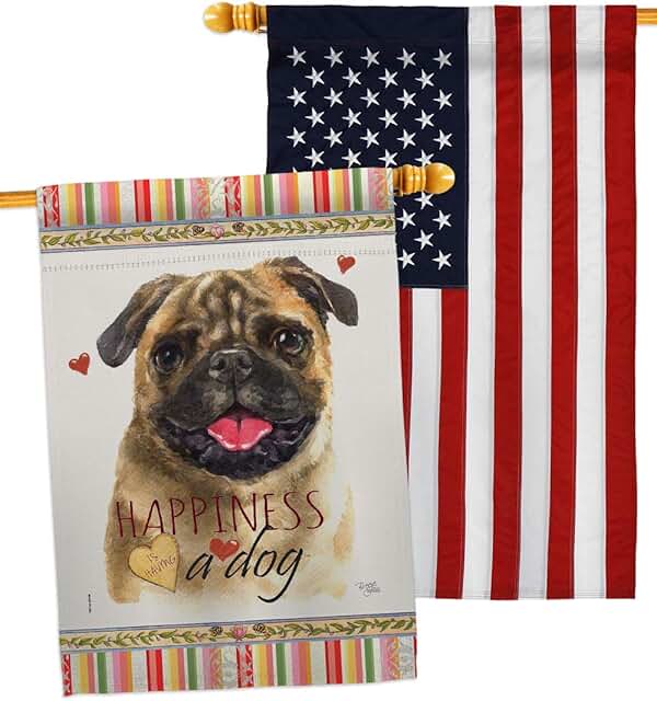 Pug Dog House Flag Pack for Garden or Yard