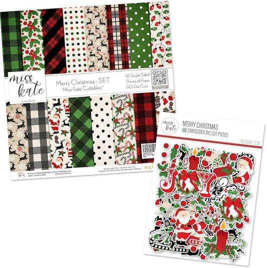 Christmas Die Cuts and Paper Set with Snowflakes