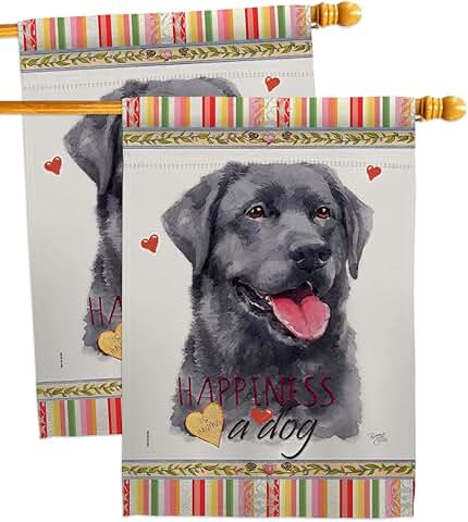 Labrador Happiness House Flag 2 Pack for Garden