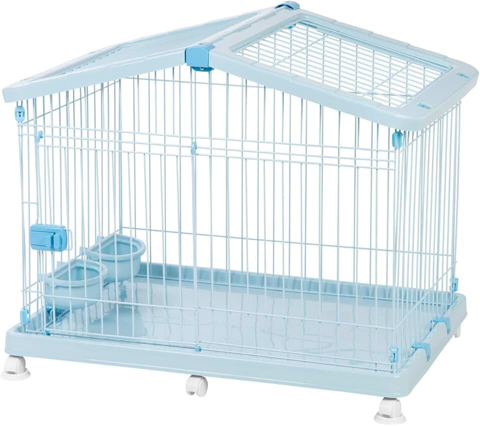 Portable Wire Pet Crate with Top Access and Wheels