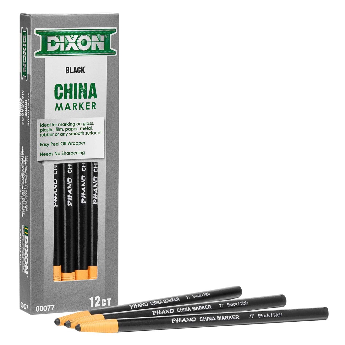 Black China Markers, 12 Pack