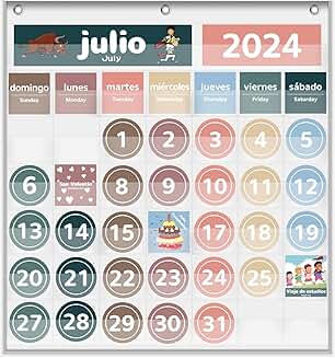 Monthly classroom pocket chart with days of the week