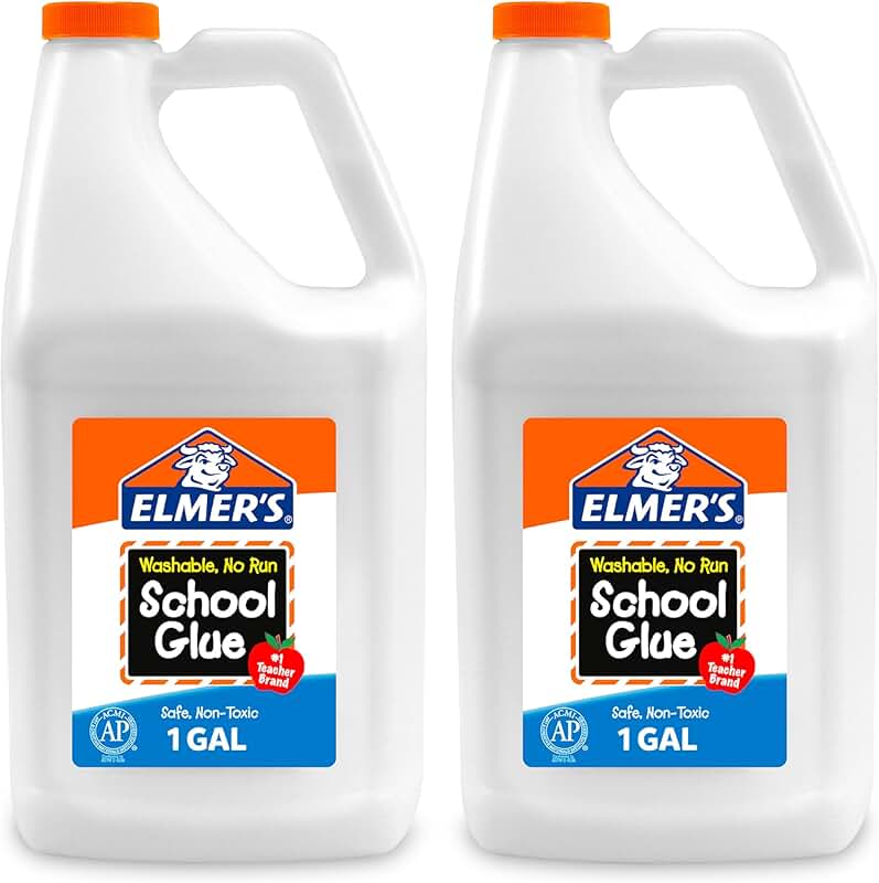 White liquid school glue, 1 gallon, washable, 2-pack